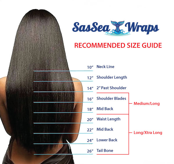 Tip: If your SasSea Wraps® is too long, wrap the cord around the base of your ponytail a few times before spiral wrapping down your ponytail.